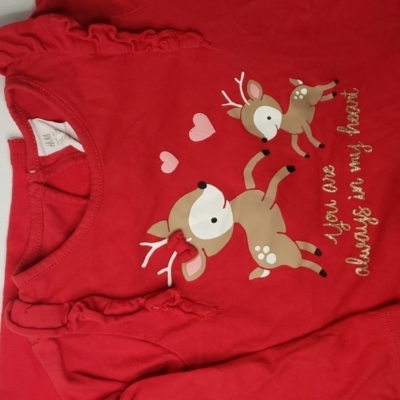 5/$30 H&M Deer Love Long Sleeve Ruffle + NWT Santa Aunt Onesie - Picture 2 of 3
